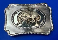 Horse Saddle Bronc Bronco vintage two tone western framed belt buckle