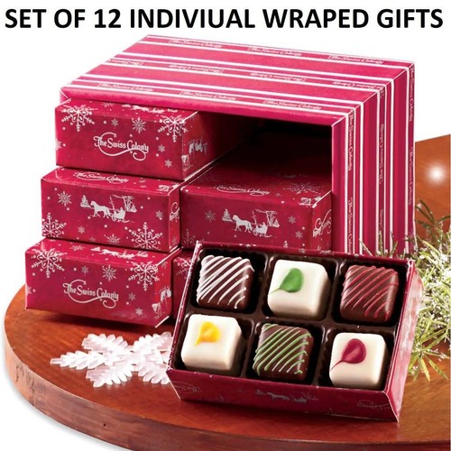 Set of 12 Wrapped Gift Boxes of 6 Petits Fours in 6 Flavors 21/2oz ea