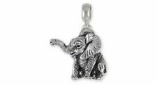 Elephant Jewelry Sterling Silver Elephant Charm Slide Handmade Wildlife Jewelry
