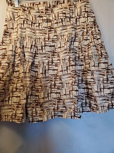 Old Navy Women's Skirt "Just Below Waist" Size 10 Brown Print Pleated Cotton - Picture 4 of 7
