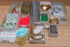 Lot #194 Assorted Christmas Crafts Supplies Chenille Wire Cord Ribbon Pins Beads