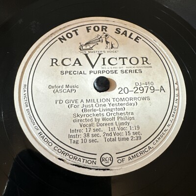 PROMO RCA Victor 78 RPM Woolf Phillips Skyrockets Orchestra 20-2979 V++