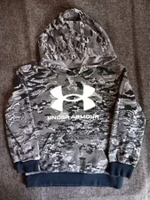 Sweater Size 6 Boys Under Armour Gray Camouflage Pull Over Hoodie Sweatshirt