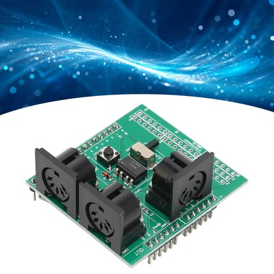MIDI Adapter Board Serial To MIDI Module 24Pin RUN PGM Switch MIDI Connectors  