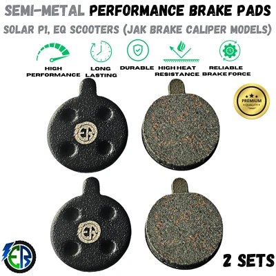 E REVOLUTION Bremsbeläge für Solar Scooter JAK Halbmetall für Solar P1 EQ Scooter NEU 2Sets UK