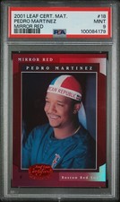 2001 LEAF CERTIFIED MATERIALS MIRROR RED #18 PEDRO MARTINEZ /75 PSA 9 MINT POP 1