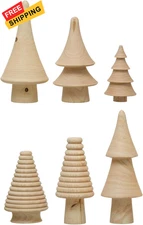 Creative Co-Op Wood Trees, Natural, Set of 6 