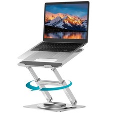 360 Rotating Adjustable Laptop Stand, 16" Tall Riser - Silver