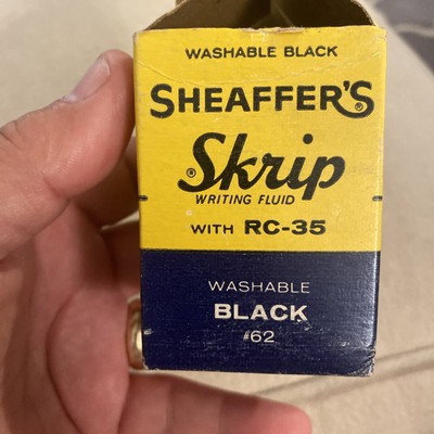 1950 s #62 Black Sheaffer's Skrip Writing Fluid Washable Ink Bottle With Box