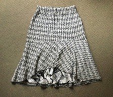 ST JOHN COUTURE black & white tweed fit & flare knee length skirt Women’s 2