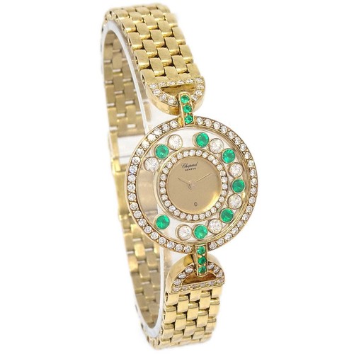 Chopard Happy Diamonds Ref.20/4566 Quartz Watch 18KYG Diamond Emerald 187589