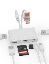 7-in-1 Memory Card Reader USB SD Micro SD Reader for Laptop PC White Tool