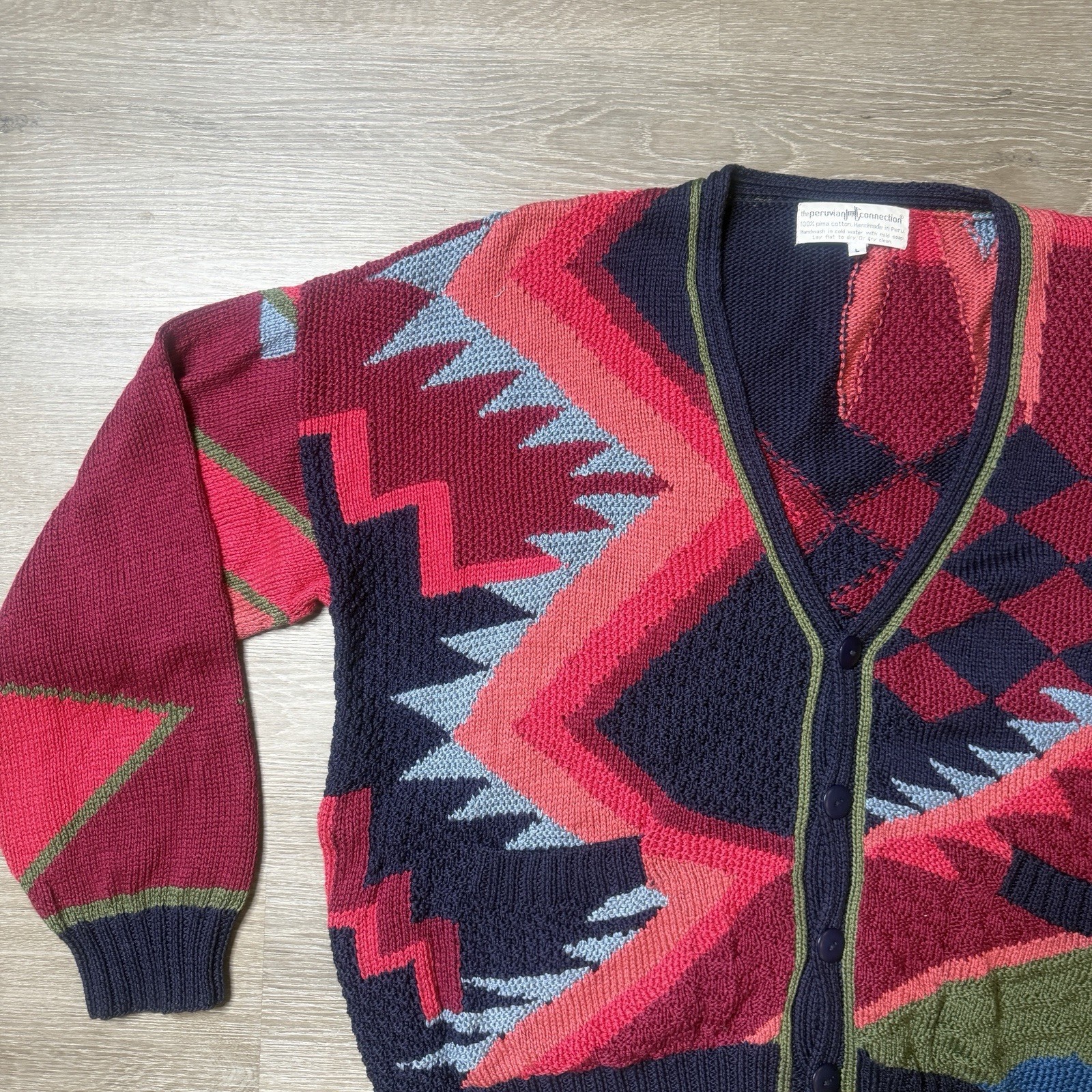 Peruvian Connection Sweater Large Multicolor Art … - image 5