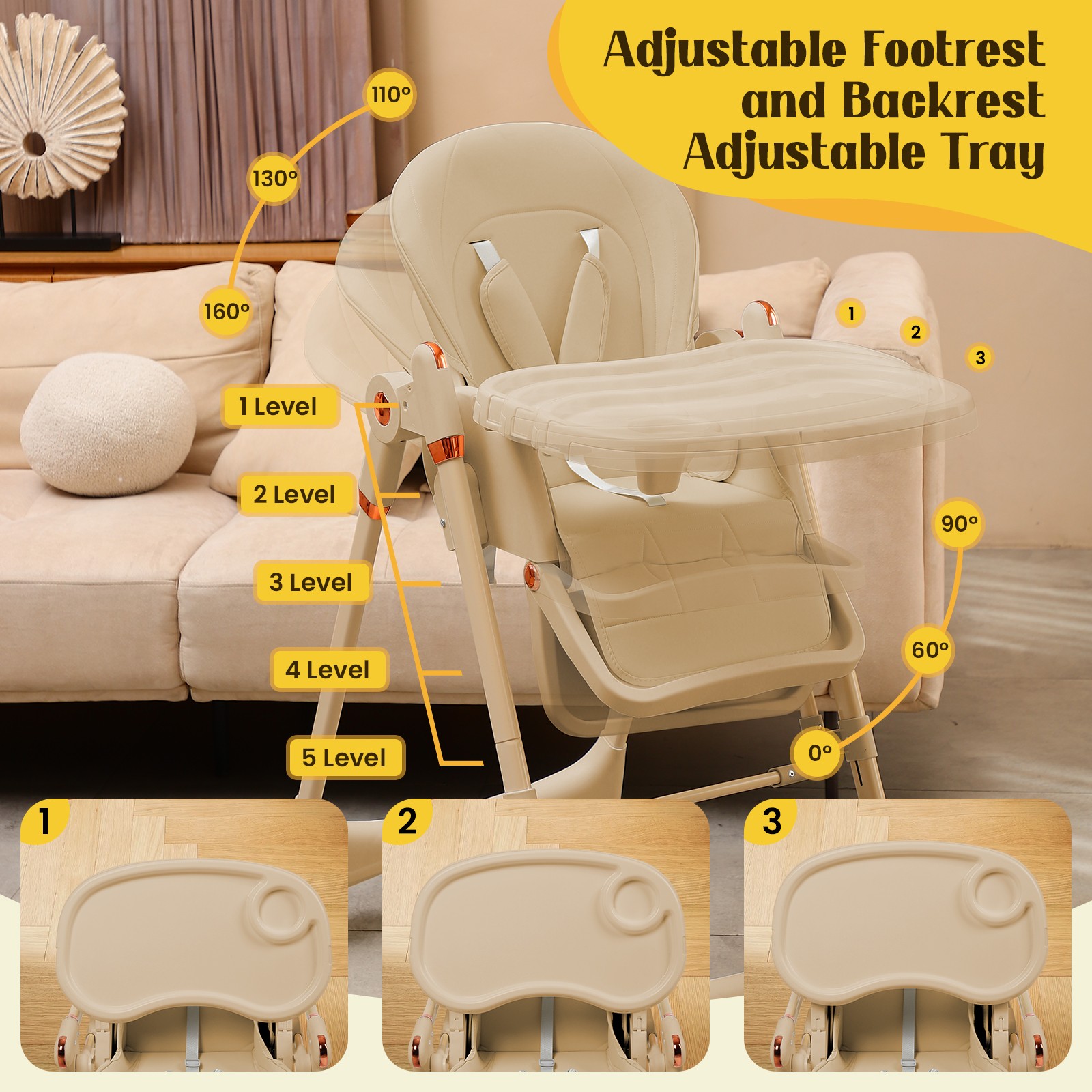 Baby High Chair | 6-in-1 Rocking Toddler Chair & Travel High Chair for Toddlers