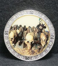 WG07145 SWEET VINTAGE 1990s SKULLS SKELETONS ARTWORK MENS BELT BUCKLE