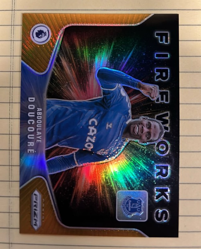 2021-22 Panini Premier Fireworks Insert #5 Abdoulaye Doucoure 7/10 Gold Prizm