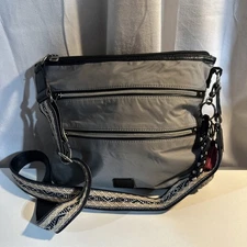 The Sak Gray  Esperato Nylon Crossbody Bag Purse Handbag Travel Zippered, EUC