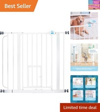 Carlson 29.5  36.5  Extra Wide Dog Gate with Small Pet Door, Walk-Through Pres...