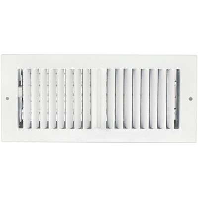 4'' x 10'' White Sidewall & Ceiling Register 2 Way   Steel Adjustable Air Ve