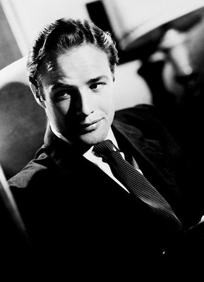 Marlon Brando Portrait HD Hochglanz Schwarz Weiß Foto 8x10 Anzug Krawatte