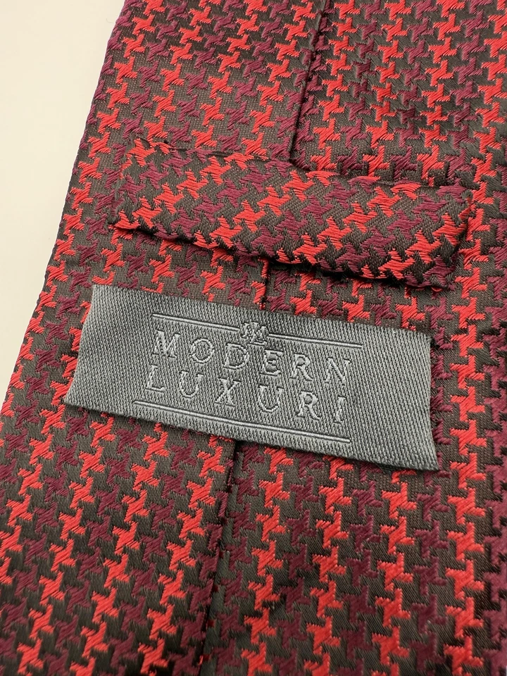 Corbata de seda moderna de lujo para hombre clásica pata de gallo hecha a mano corbata formal Foto 2 de 4