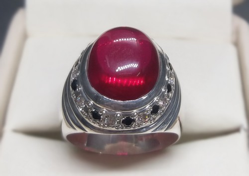 Women’s Handmade Ring 925 Sterling Silver – Blue Sapphire & Lab Created Red Ruby - Picture 37 of 53