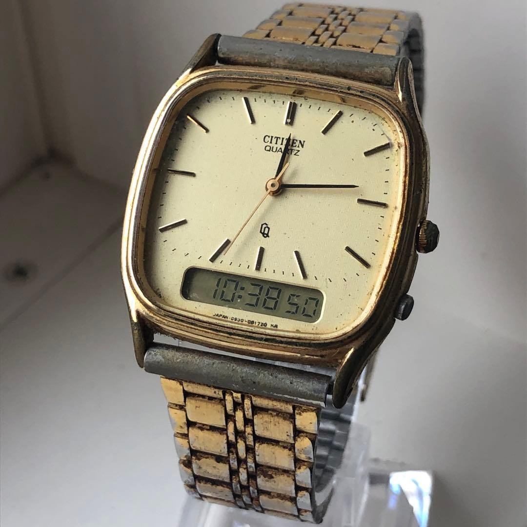 CITIZEN QUARTZ Digital Square Watch Used From Japan
