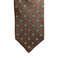 Austin Reed Regent Street Brown Herringbone Medallion Italian Silk Tie USA Made
