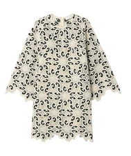 Zimmermann Ottie Lace Mini Dress |Black/White/Cream, Overlay,  Long Flare Sleeve