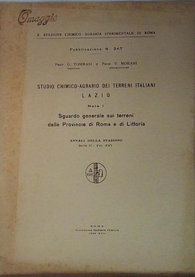  LANDCHEMISCHE STUDIE ITALIENISCHER BODEN LAZIO NOTIZ DER ALLGEMEINE BLICK AUF DIE T