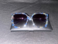 Women's Oversized Square Sunglasses Blue Tortoise Shell Frame Purple Gradient