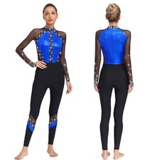 Women Dancewear Playsuit Bodysuit Dance Jumpsuit Gymnastics Leotard Color Block