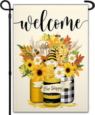 Summer Welcome Garden Flags 12X18 Double Sided Summer Sunflower Garden Flag Bee