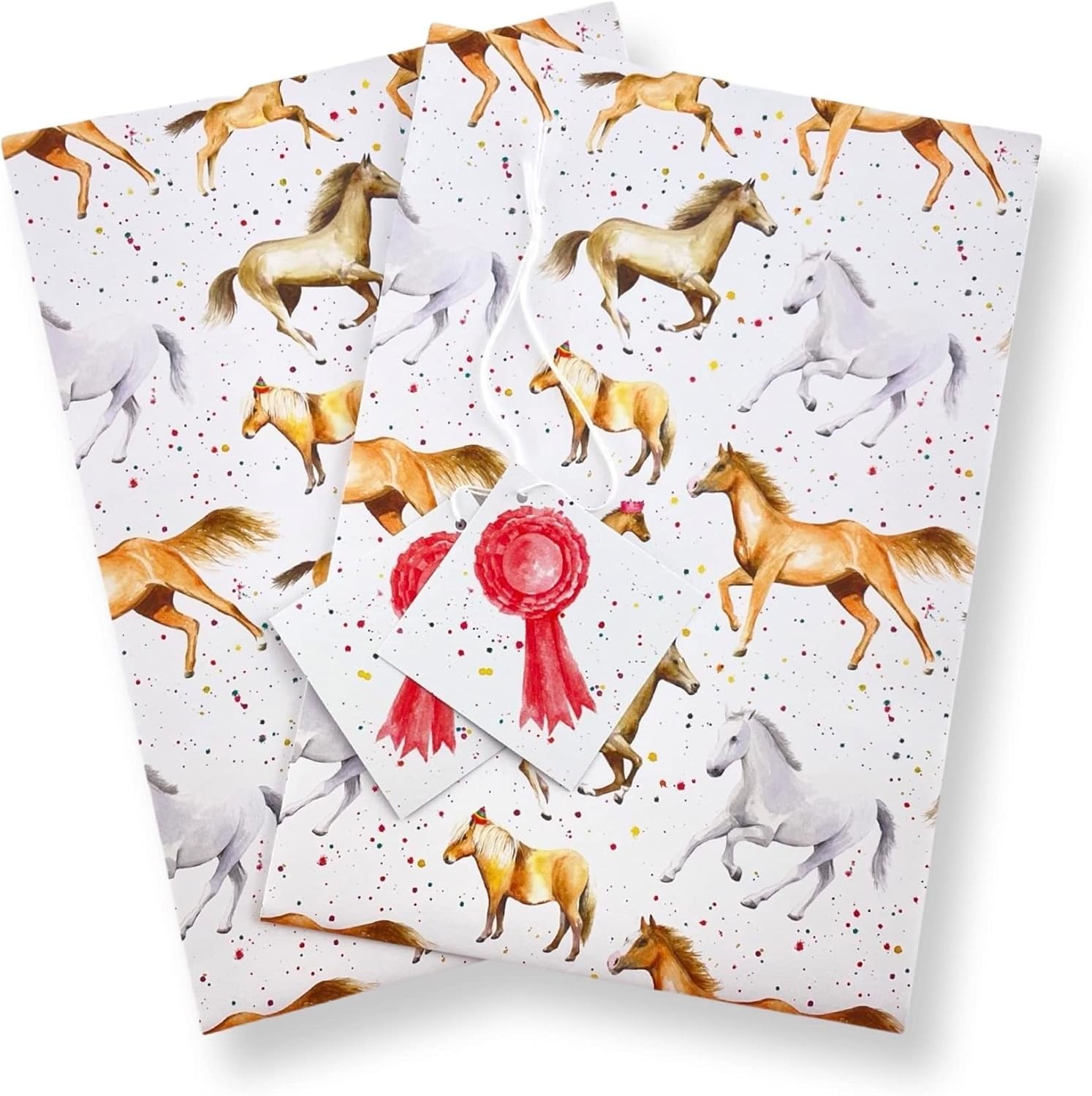 Horse Party 100% recycled and recyclable eco printed Gift Wrapping Paper - 2 sh