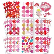 Heart Stickers for Kids, Valentines Day Colorful Heart Stickers Valentine's