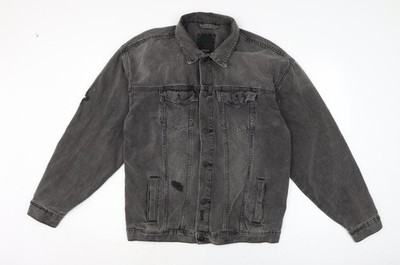 New Look grauer Herren Biker Coatigan Größe M geknöpft - distressed