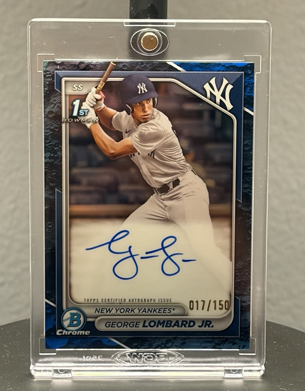 2024 Bowman Chrome 1st Bowman George Lombard Jr. Blue Lunar Refractor Auto /150