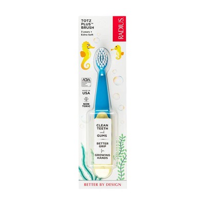 Radius Totz Plus Kids Toothbrush Age 3 Soft Bristles BPA Free Easy Grip Handle