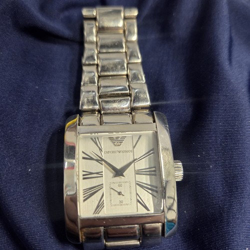 Emporio Armani Silver Stainless Steel Quartz Men's Watch New Battery AR0182