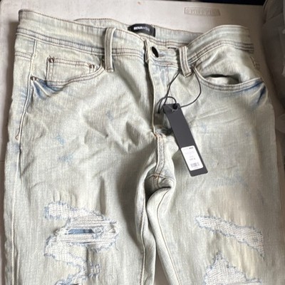 NOVA MEN Distressed Light Blue Denim Straight Jeans 5-Pocket Men's