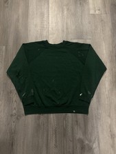 Vintage 70  s Spruce green soft sweatshirt crewneck men  s Large distressed USED