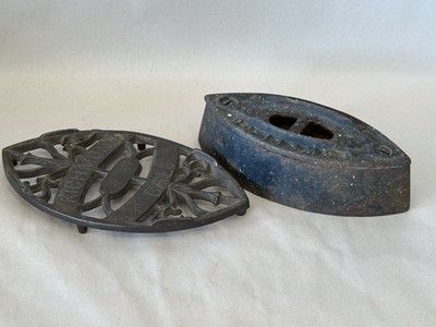 W.H. Howell Co. Geneva, ILL. Antique Sad Iron Decorative Richmond, CAL Iron Rest