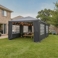 Gazebo 3x6m Waterproof Party Tent Marquee Grey Steel Frame Outdoor Canopy