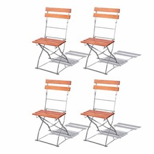 4 Stück Holzstuhl Biergarten Gartenstuhl Klappstuhl Stahl pulverbeschichtet