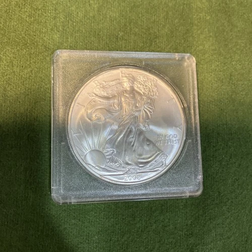 2008 $1 US American Silver Eagle UNC One Ounce Tarnished White Spots Both Sides