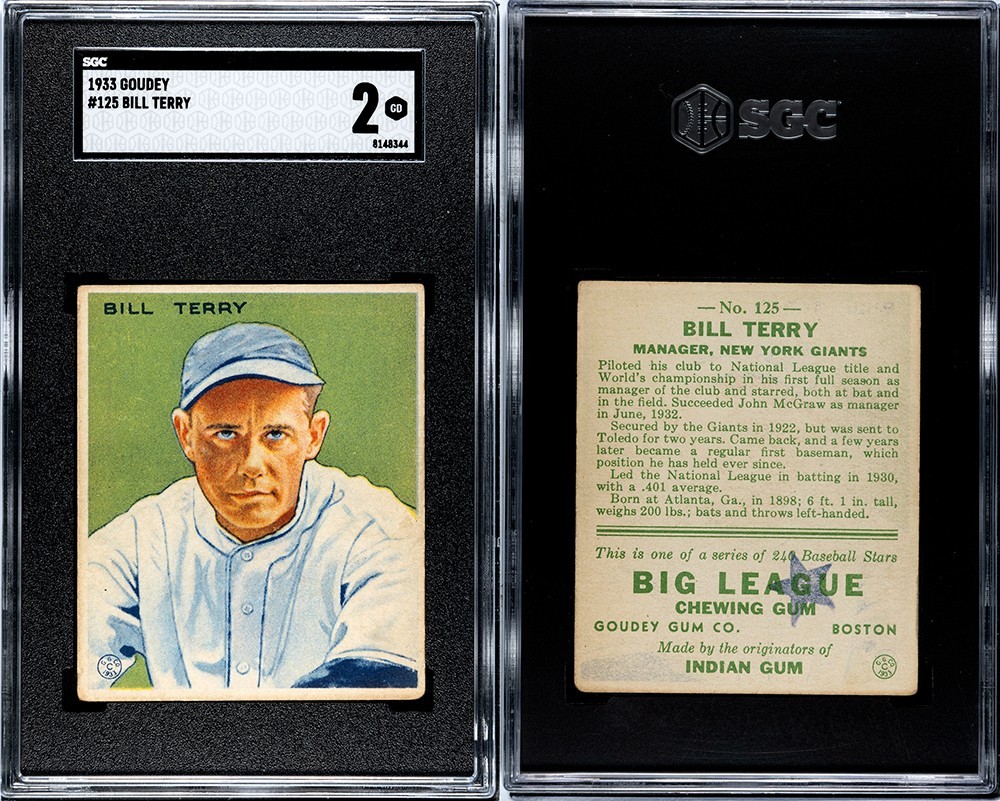 1933 Goudey Baseball Card #125 BILL TERRY (Manager) New York Giants SGC 2