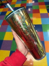 24oz. Venti Starbucks Blue Glitter Holiday Tumbler Authentic New With Tags