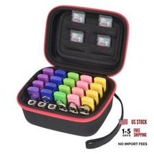 USB Flash Drive Case, Holds 26 USB Drives and 4 SD Small Black Red Zipper