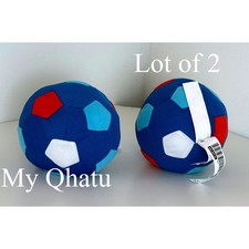 Lot of 2 IKEA Sparka Blue Red Plush Soccer Ball Soft Toy New 4.75"