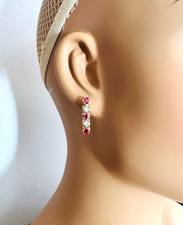 Estate 14K Yellow Gold Ruby Dangle Drop Stud Earrings